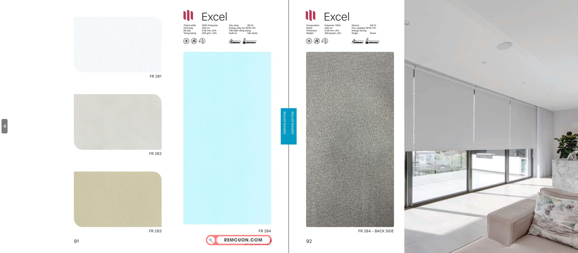 Rèm Cuốn Modero Excel