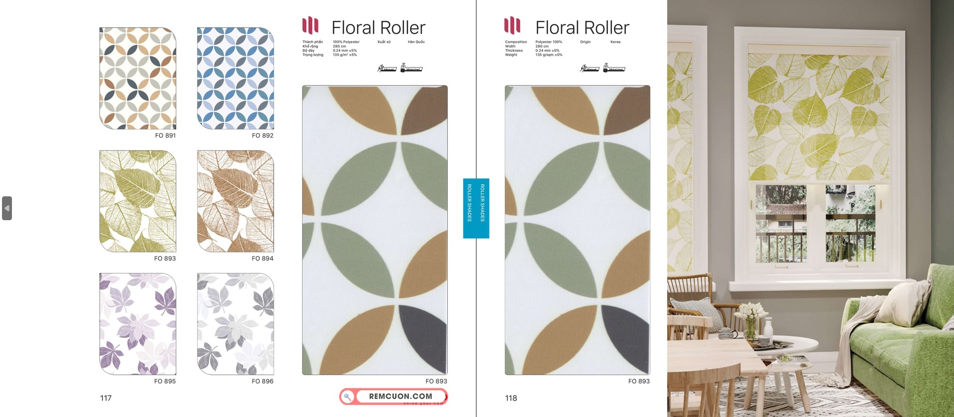 Rèm Cuốn Modero Floral Roller